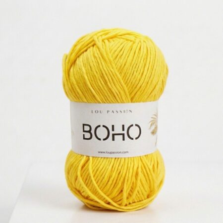 Fil coton Boho jaune 100g 210m Oeko-Tex crochet tricot Lou Passion