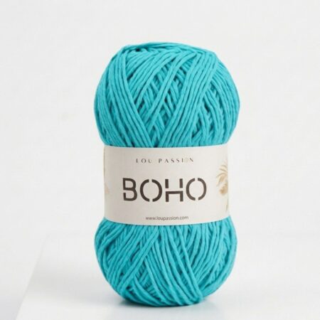 Fil coton Boho bleu lagon 100g 210m Oeko-Tex crochet tricot Lou Passion