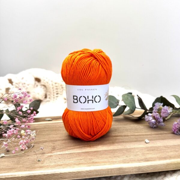 Pelote de coton Boho orange - Fil naturel pour crochet et tricot