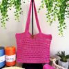 Tote bag au crochet rose fait main – tutoriel Lou Passion