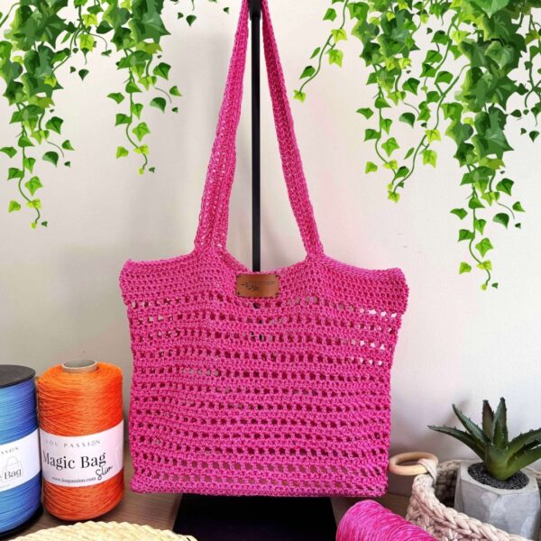 Tote bag au crochet rose fait main – tutoriel Lou Passion