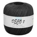 Fil coton Déco 8 noir – 100 g – coton mercerisé pour crochet