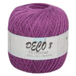 Pelote de fil coton violet Deco 8 pour crochet fin, idéal pour napperons et ouvrages délicats