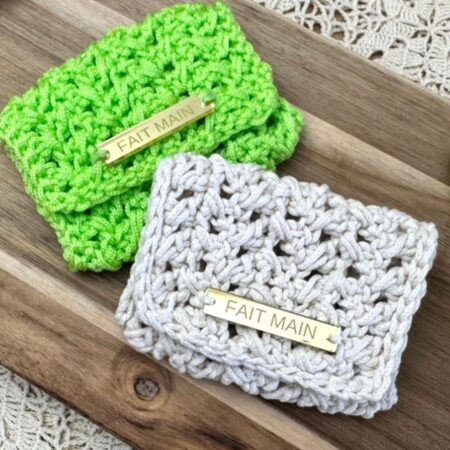Tutoriel gratuit crochet – porte-monnaie fait main vert fluo et blanc