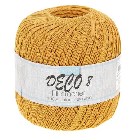 Pelote coton Deco 8 moutarde – 100 g – Fil mercerisé
