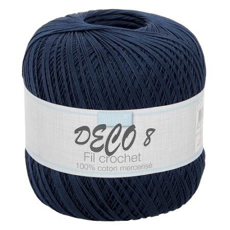 Pelote coton Deco 8 Bleu Marine – 100 g – Fil mercerisé