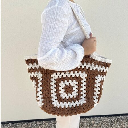 Kit Sac “Douceur Nature” – Tricoton camel & crème – PDF inclus