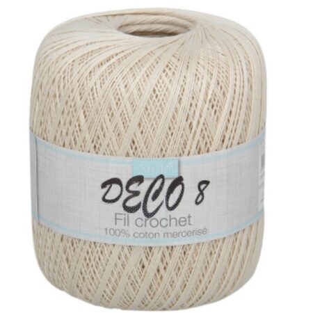 Pelote coton Deco 8 Écru – 100 g – Fil mercerisé
