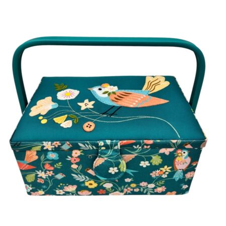 Boîte à couture motif oiseaux Hobby Gift – Taille moyenne – rangement couture brodé