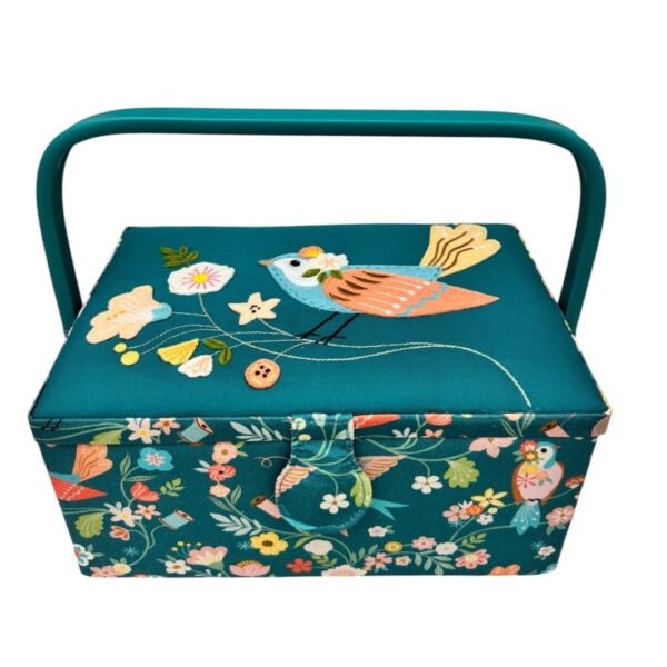 Boîte à couture motif oiseaux Hobby Gift – Taille moyenne – rangement couture brodé