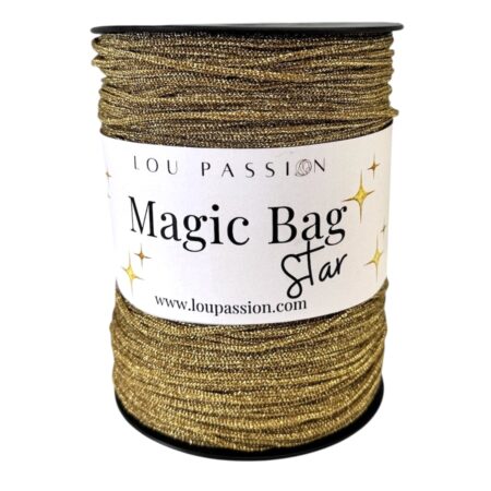 Pelote de fil Magic Bag Star doré, 400 g pour 400 m, 50 % polyéthylène et 50 % polyester, idéal pour sacs et accessoires au crochet.