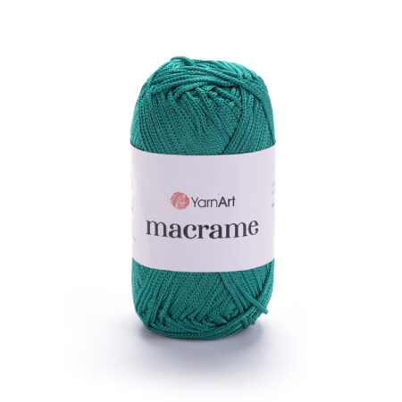 Pelote de fil Macramé YarnArt couleur Émeraude 158, 100 % polyester, 90 g pour 130 m, aspect satiné