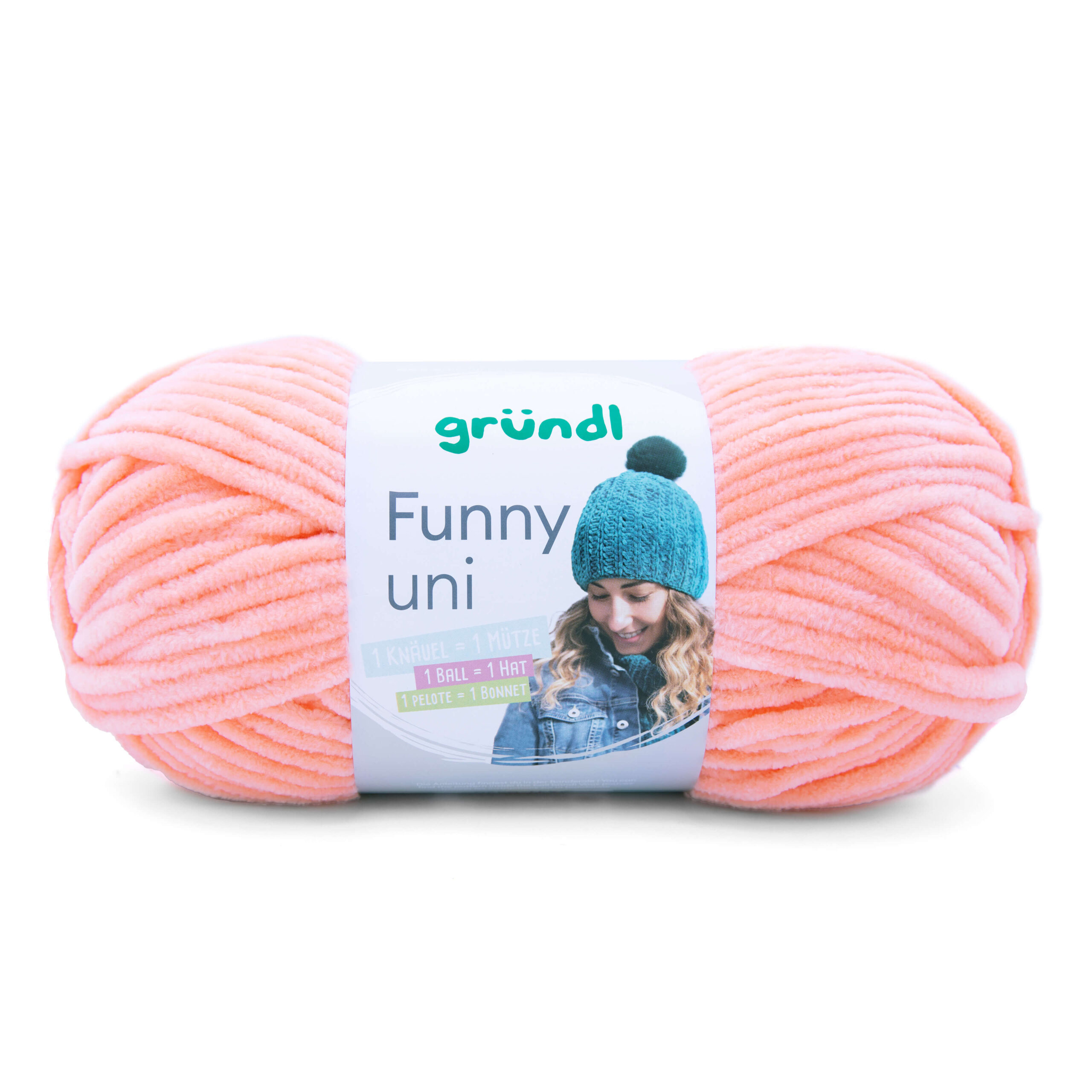 Fil chenille Funny Uni Grundl - pelote douce Oeko-Tex pour crochet et tricot