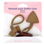 Fermeture brandebourg coton marron 8 cm avec bouton en bois 6 cm – couture manteau et sac Lou Passion