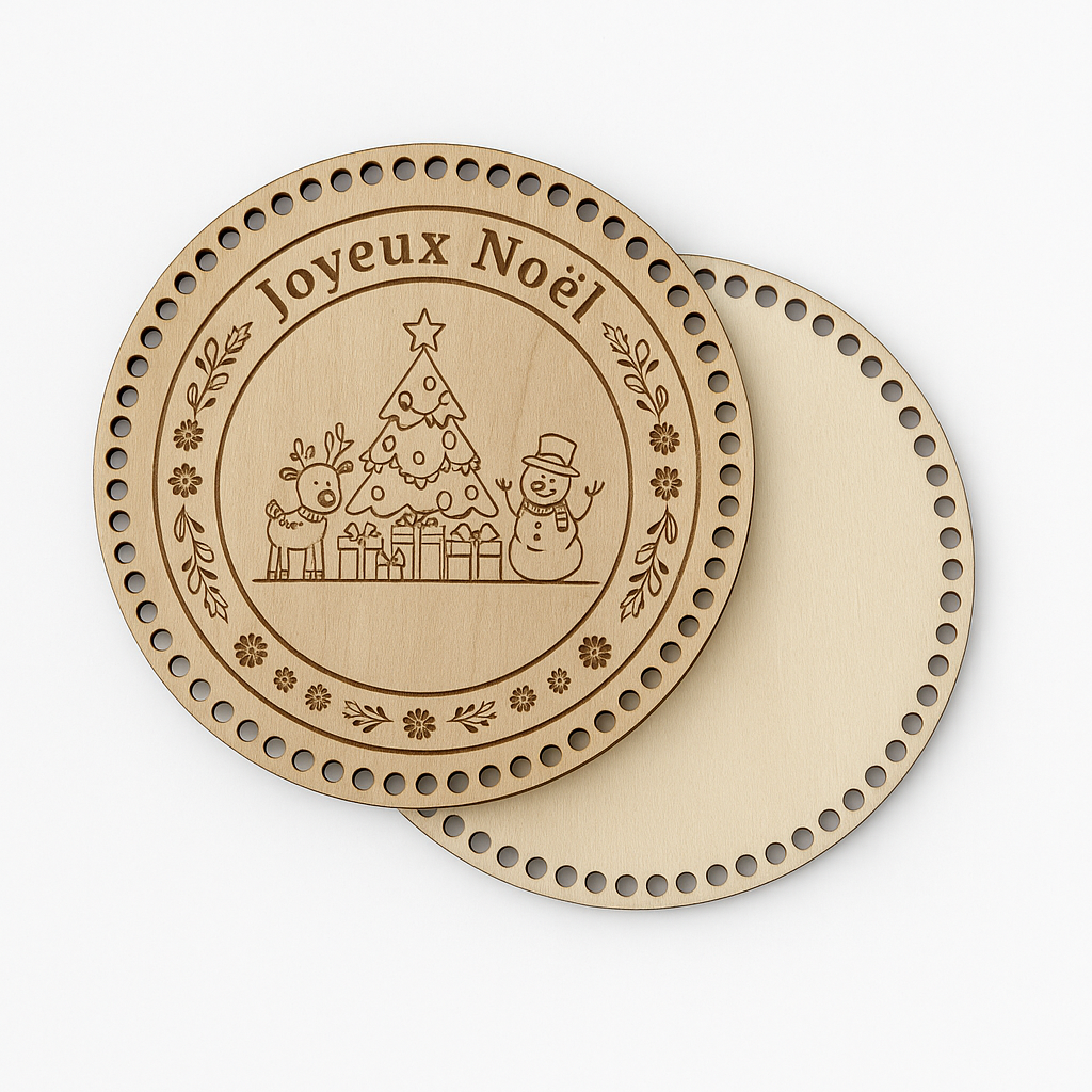 Couvercles en bois Joyeux Noël sapin et renne – lot de 2 Lou Passion