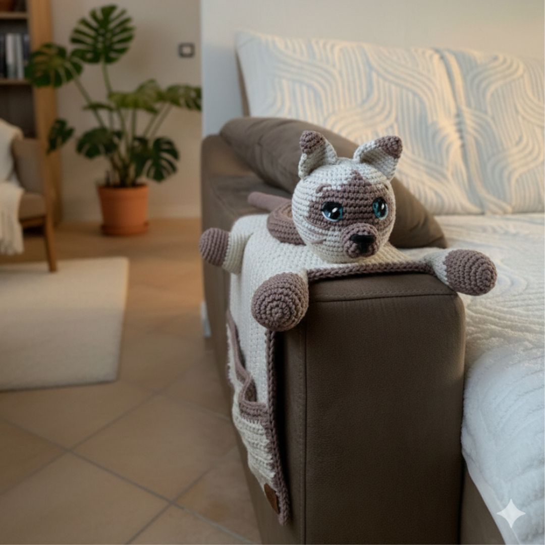 Kit Crochet Chat Accoudoir – PDF inclus – Lou Passion x LesPtitesBouill