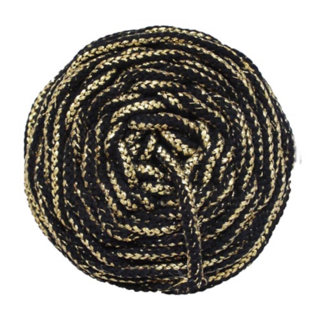 Pelote Rayon Air Casasol noir et or, fil métallisé 4 mm pour crochet, tricot et macramé, Lou Passion
