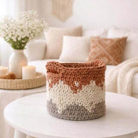 Panière au crochet en coton Casasol beige écru nude – kit crochet Lou Passion