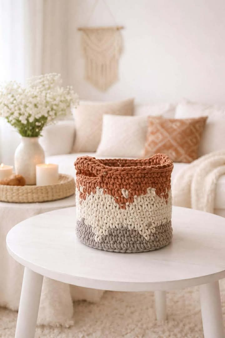 Panière au crochet en coton Casasol beige écru nude – kit crochet Lou Passion