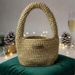 Sac Metallica au crochet en Trapilho Métal doré – Kit Lou Passion