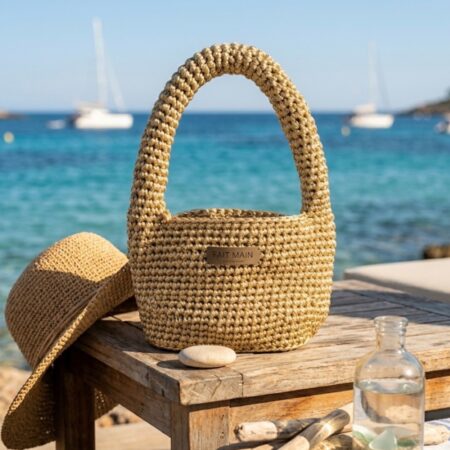 Sac crochet en trapilho métallique fait main, idéal pour l’été et la plage