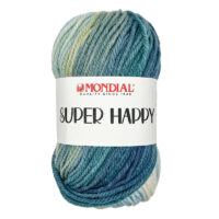 Pelote de laine Super Happy Lane Mondial coloris dégradé beige et bleu.
