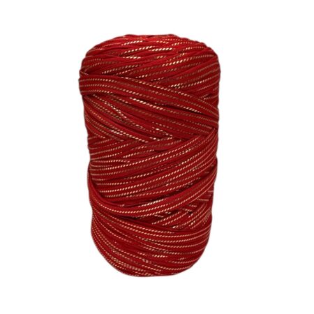 Trapilho Satin Stretch Rouge et Or – 400 g / 105 m– Fil satiné souple et brillant pour crochet et tricot | Lou Passion