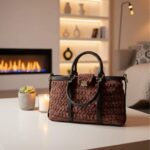Sac crochet structuré marron avec anses simili cuir – kit crochet Magic Bag Lou Passion