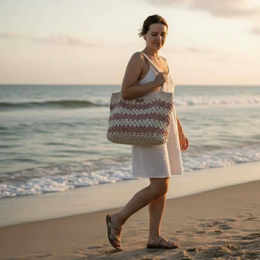 Kit Crochet – Sac en Granny – Modèle Élégant & Naturel avec PDF et Tutoriel Vidéo