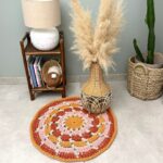 tapis rond au crochet cotton air casasol terracotta beige kit crochet lou passion