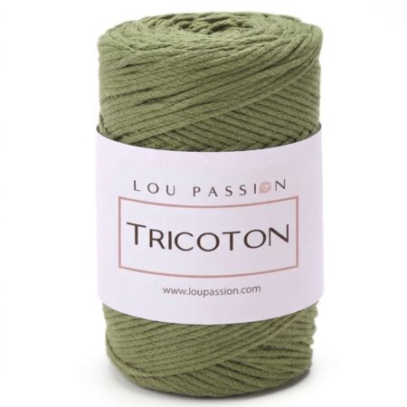 Tricoton macramé : Couleur : Asperge Matière : 85% Coton 15 % Polyester Dimension : 225 Mètres - 250 G Crochet : 3,5-5 mm Idéal pour la réalisation de vos accessoires , déco, tapis, macramé, ect .