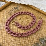 anse chaîne résine rose et doré pour sac crochet