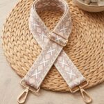 bandouliere sac crochet beige rose reglable