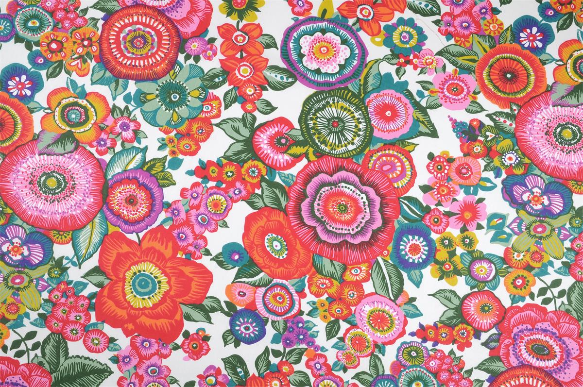 Tissu fleuri coloré 100 % coton certifié Oeko-Tex pour couture créative et décoration intérieure
