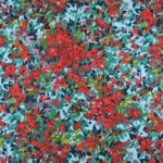 Tissu coton imprimé baies rouges et feuillage vert pour doublure de sac crocheté et accessoires couture