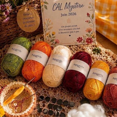 CAL Mystère Crochet Juin 2026 Lou Passion x LesPtitesBouill avec fils coton aquarelle et accessoires crochet