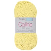 Pelote Fil Caline 100% coton peigné, gazé et mercerisé coloris jaune pastel réf 100. Idéale pour le crochet, le tricot, les amigurumis, la layette et les créations bébé.