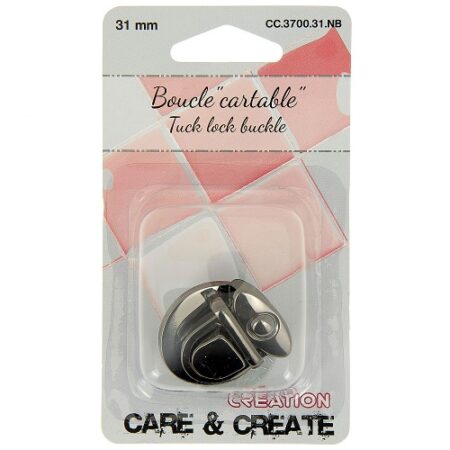 Boucle cartable 31 mm nickel noir fermeture tuck lock pour sacs et créations couture