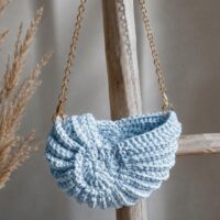 Kit crochet sac coquillage céleste Lou Passion modèle facile à réaliser