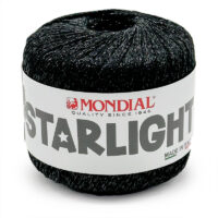 Pelote Starlight Mondial 845 Noir fil brillant métallisé pour tricot et crochet