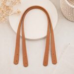 Anses de sac en simili cuir camel 60 cm vendues à la paire pour sacs au crochet et créations artisanales