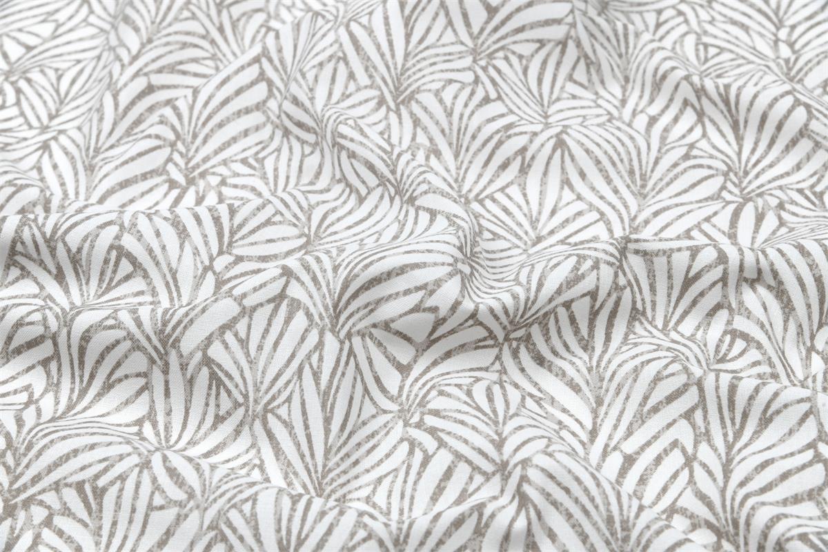 Tissu cretonne coton JACKY naturel motif feuillage 160 cm STOF