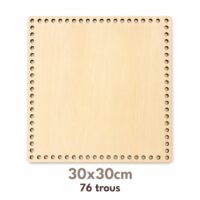 Base en bois carrée perforée 30 × 30 cm avec 76 trous de 8 mm