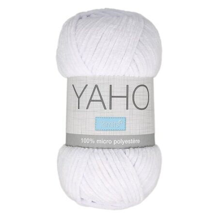 YAHO – Fil chenille effet velours, 100 g – 10 coloris - Blanc 101