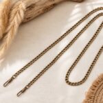 Chaînette bronze pour sac avec 2 attaches métalliques – anse chaîne 110 cm style bohème chic