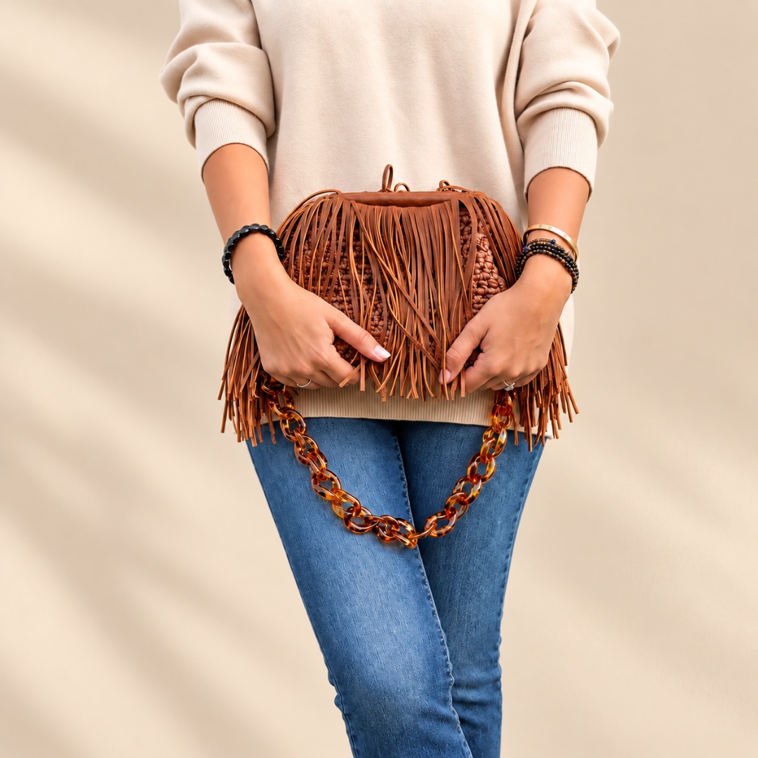 Kit sac crochet débutant à franges en Trapilho Simili
