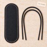 Ensemble noir en simili cuir pour sac au crochet avec fond 64 trous et deux anses