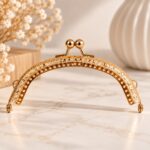 Fermoir porte-monnaie doré 12,5 cm avec fermeture à boules et trous pour couture