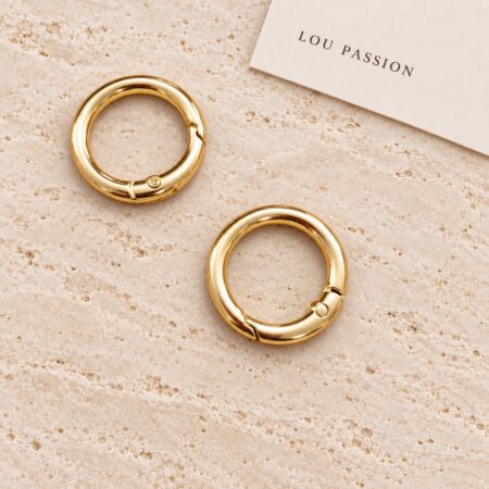 Lot de 2 anneaux mousquetons ronds dorés 25 mm
