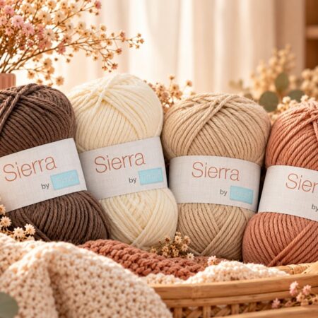 Pelotes de laine Sierra by Trimits en quatre coloris naturels, marron, écru, beige et terre poudrée – Lou Passion